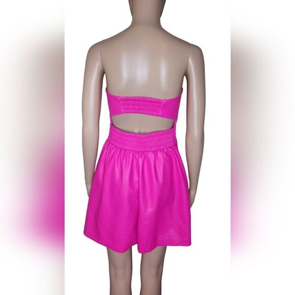 Susana Monaco Revolve women's faux leather cutout pull - on romper in pink Large - Picture 4 of 10